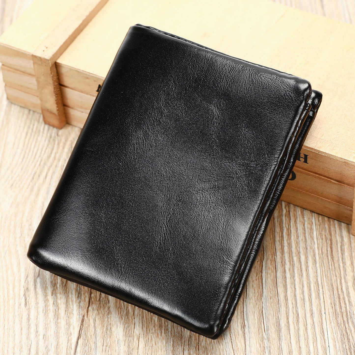 Men's Leather Vertical Short Advanced Sense Brushed Men's Wallet