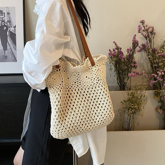 Women's Thread Hand-woven Seaside Beach Hollow Portable Women's Shoulder Bag