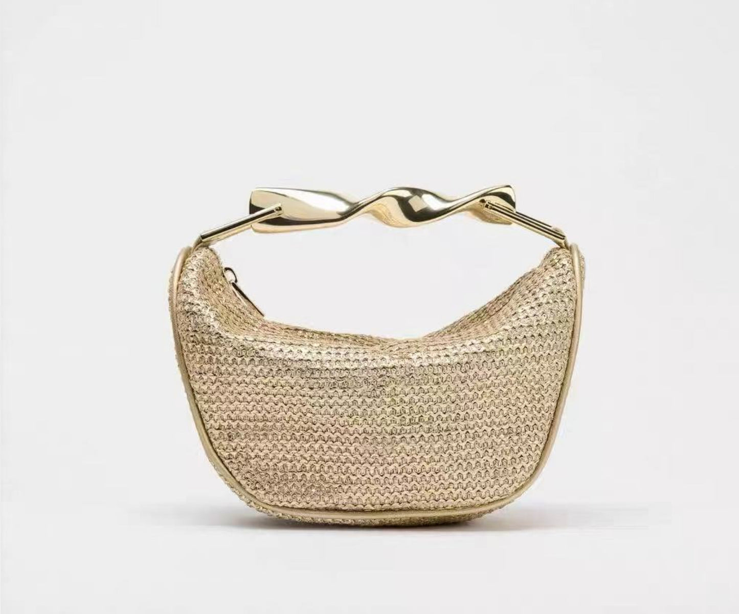 Women's Home Metal Gold Mini Straw Zipper Women's Handbag