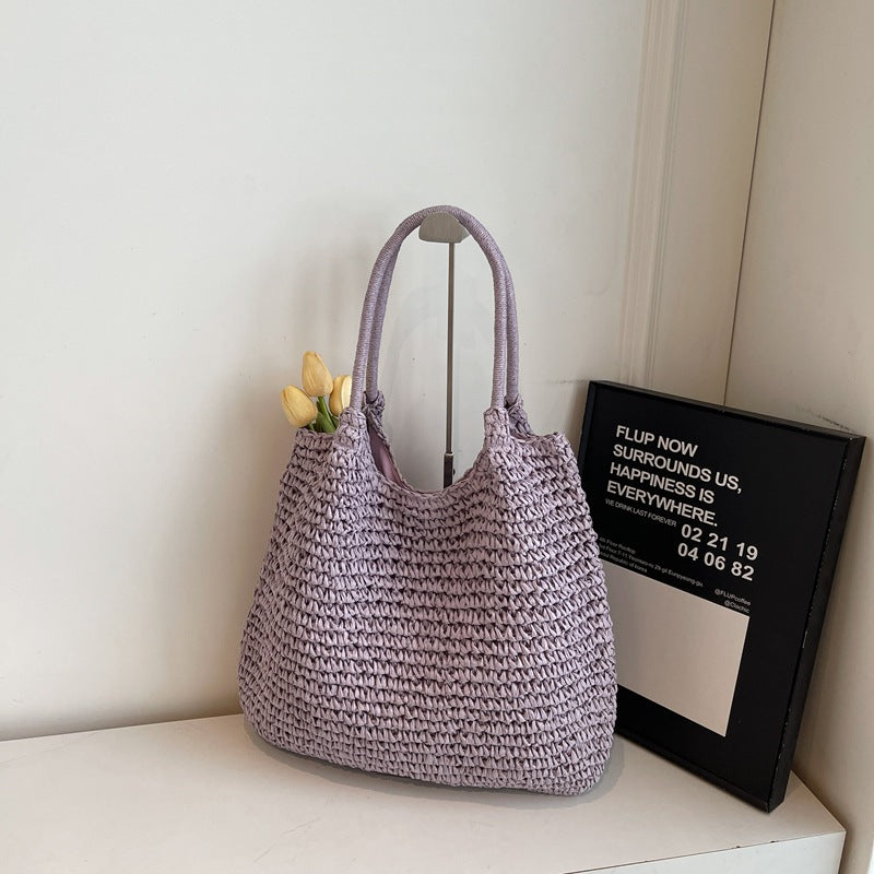 Women's Style Large Capacity Totes Straw Seaside Vacation Bags