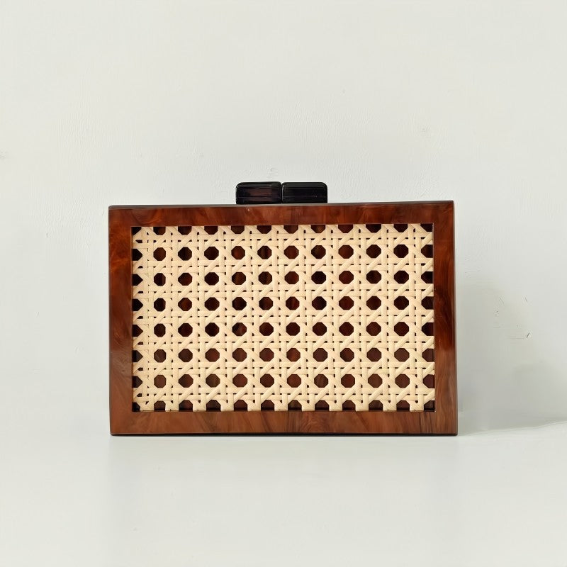 Fashion Rattan Acrylic Splicing Banquet Clutch Dinner Bag