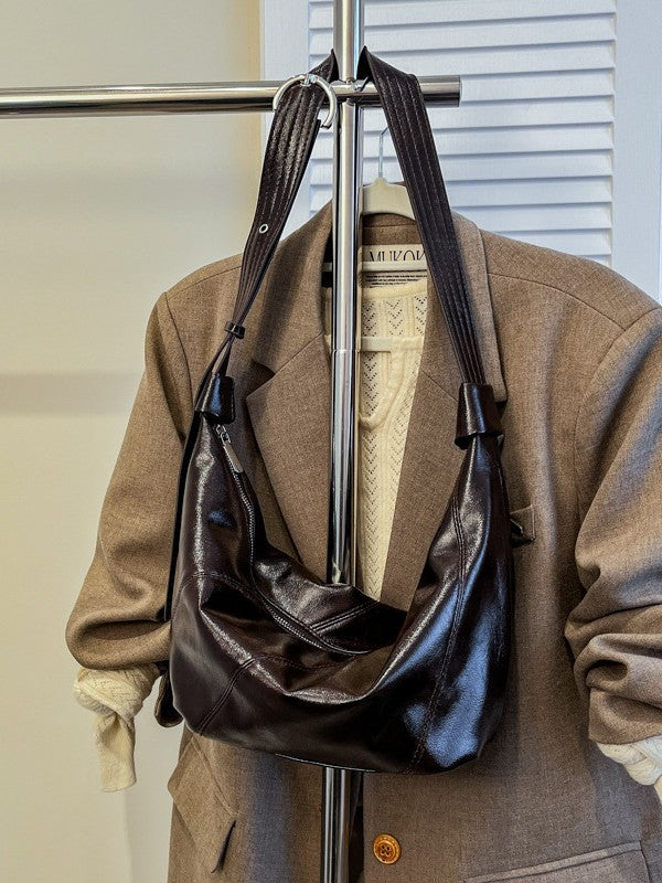 Women's Idle Style Soft Leather Oil Wax Dumpling Retro Large Capacity Women's Messenger Bag