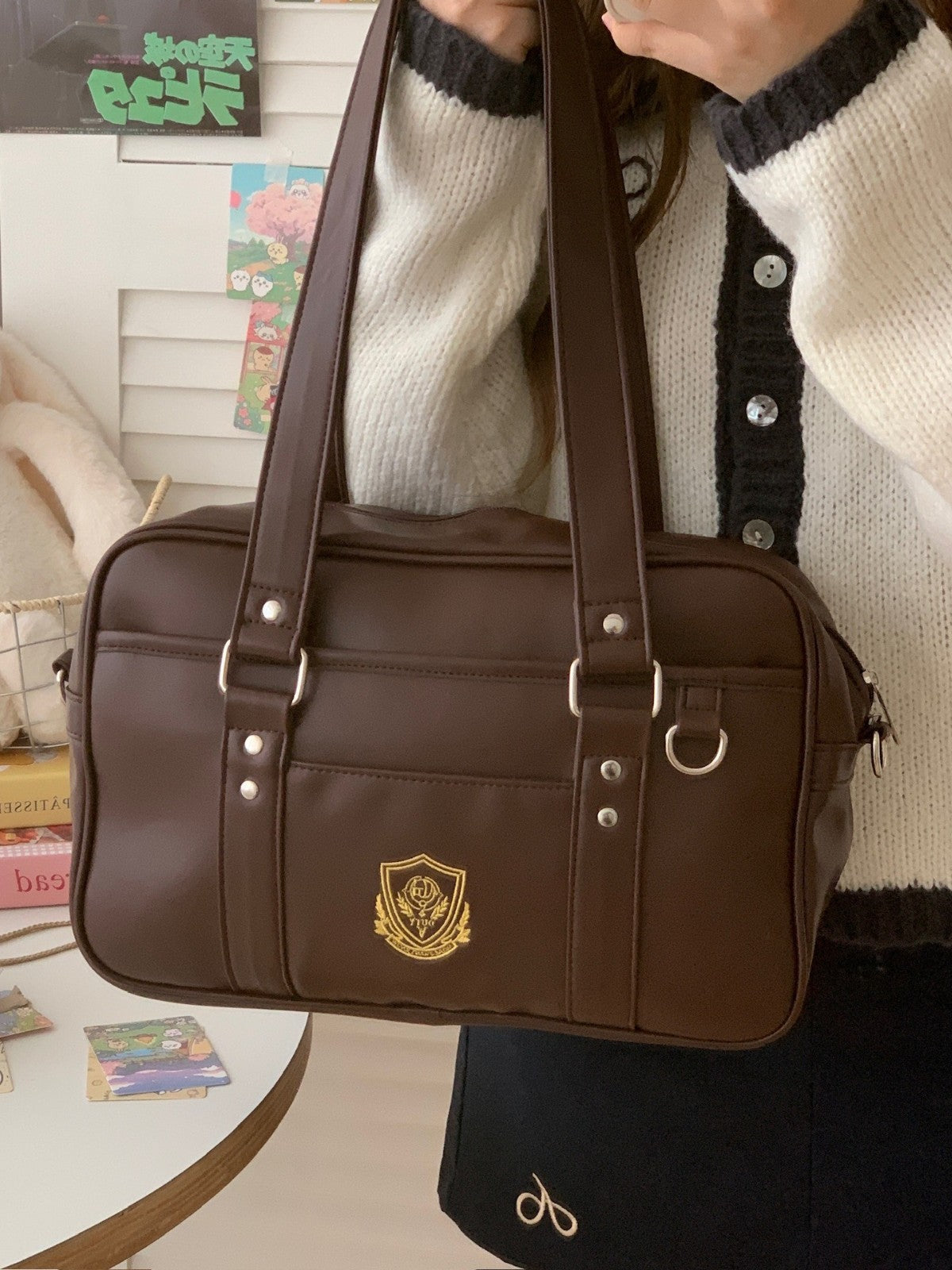 Style Large Capacity Retro Simple Uniform Preppy Shopping Shoulder Bags