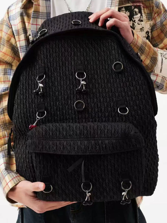 Sier Hoop Heng Cotton Black Large Capacity Niche Commuter Leisure Backpack