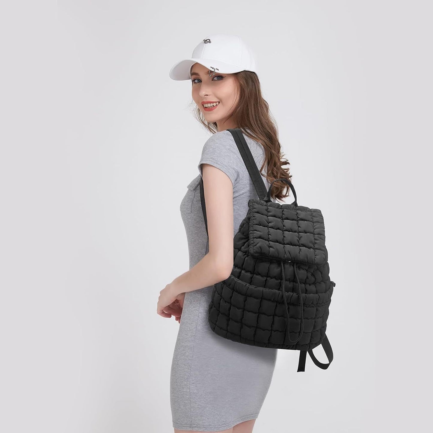 Women's Down Pleated Cloud Large Capacity Simple Plaid Bags