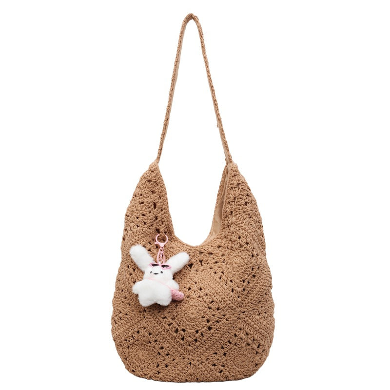Flower Woven Fashion Simple Crochet Straw Large Capacity Cotton Thread Women's Messenger Bag