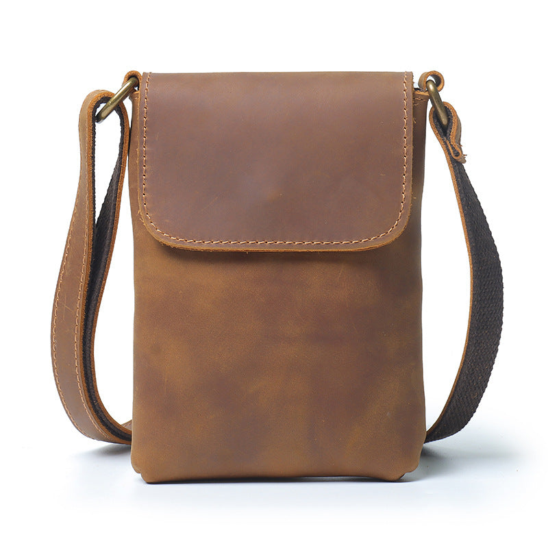 Men's First Layer Cowhide Crazy Horse Leather Men's Shoulder Bag