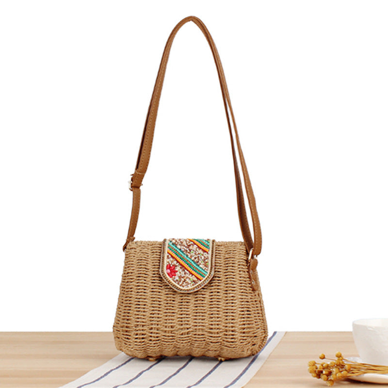 Women's Colorful Cover Fashion Woven Advanced Texture Simple Women's Messenger Bag