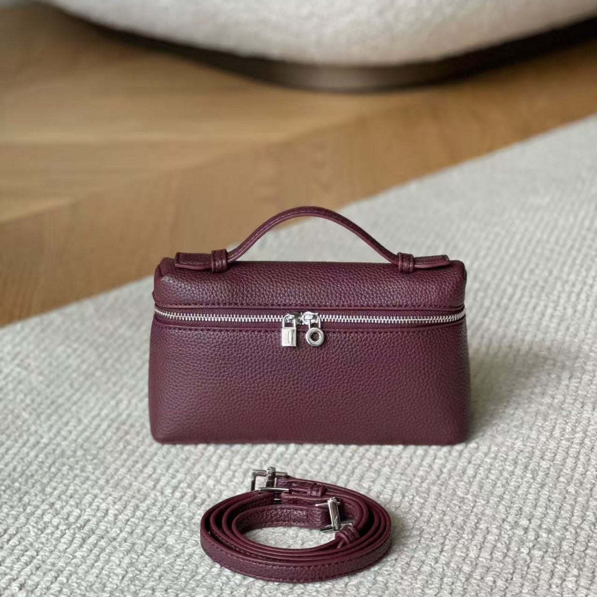 Lunch Box Genuine Leather Fashion Double Zipper Women's Messenger Bag