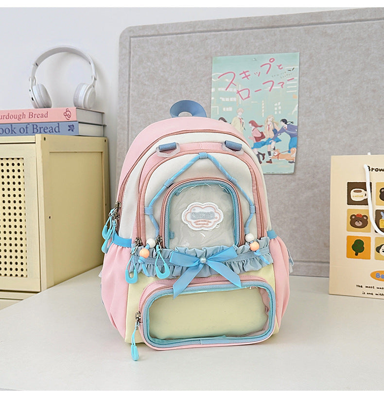 Translucent Female Leisure Korean High Style College Student Schoolbag