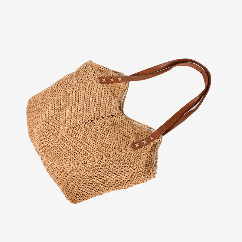 Women's Hollow Out Woven Fashion Straw Vacation Beach Handmade Bags