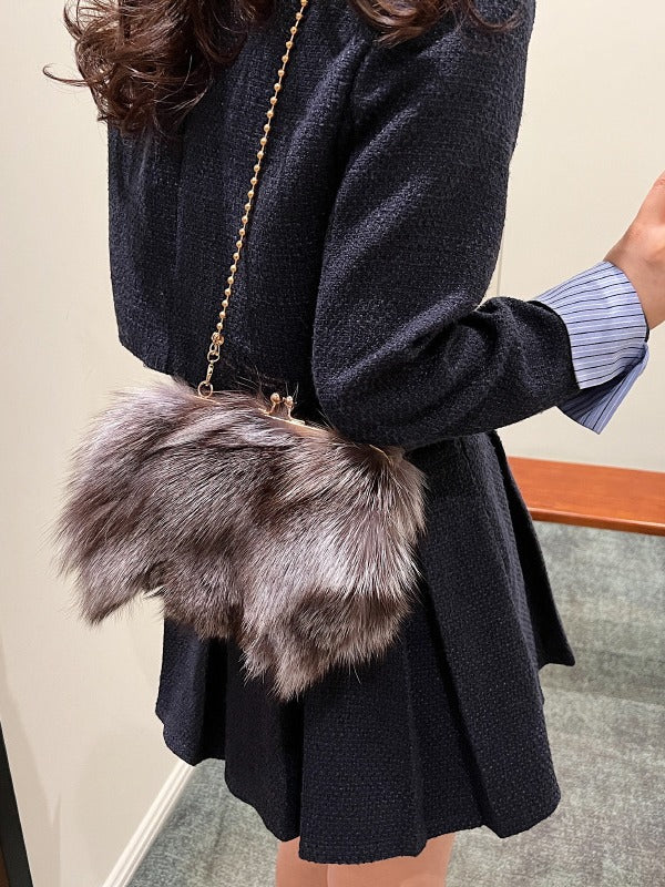 Women's Fox Fur Trend Chain Fashion Clipped Women's Messenger Bag
