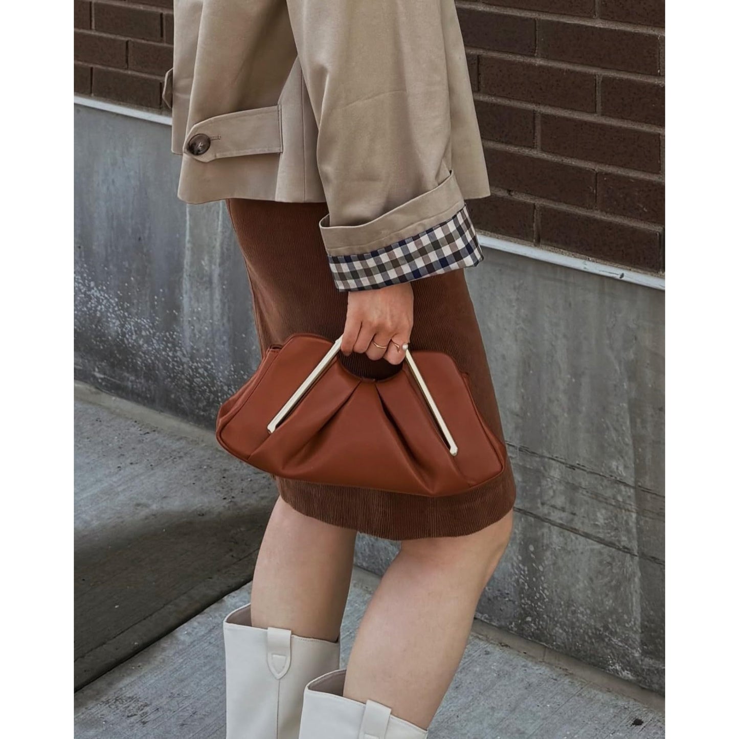 Women's Leather Niche Cloud Dinner Pleated Portable Women's Messenger Bag