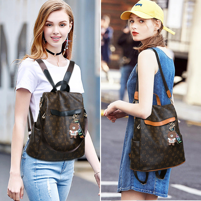 Women's Korean Style Fashionable Soft Leather Personalized Backpacks