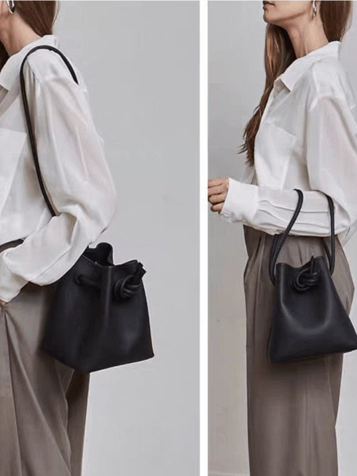 Comfortable Popular Trendy Women's Niche Cowhide Bucket Bags