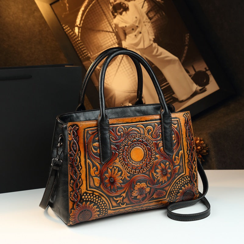 Women's Genuine Leather Mom Simple Versatile Large Women's Handbag