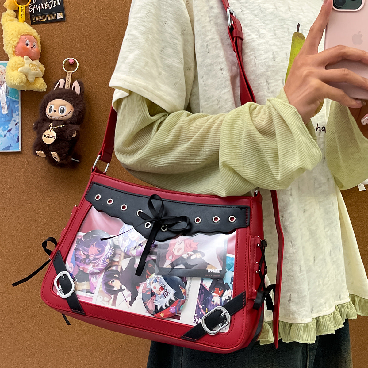 Women's Lace Bow Cartoon Cute Fresh Ribbon Transparent Women's Shoulder Bag