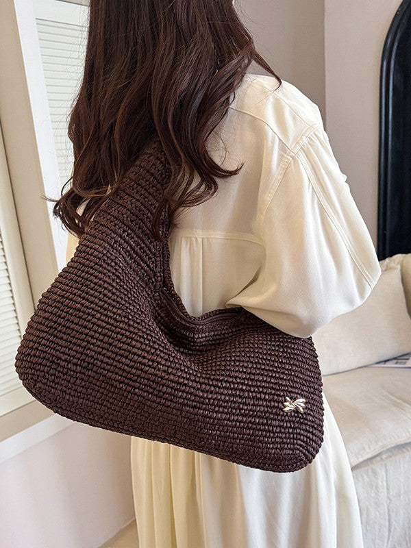 Women's Woven Summer Fashion Straw Beach Commuter Large Capacity Tote Bag