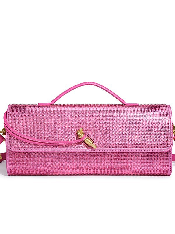 Women's Hot Rhinestone Exquisite Horizontal Diamond Portable Baguette Hand-held Dinner Bag