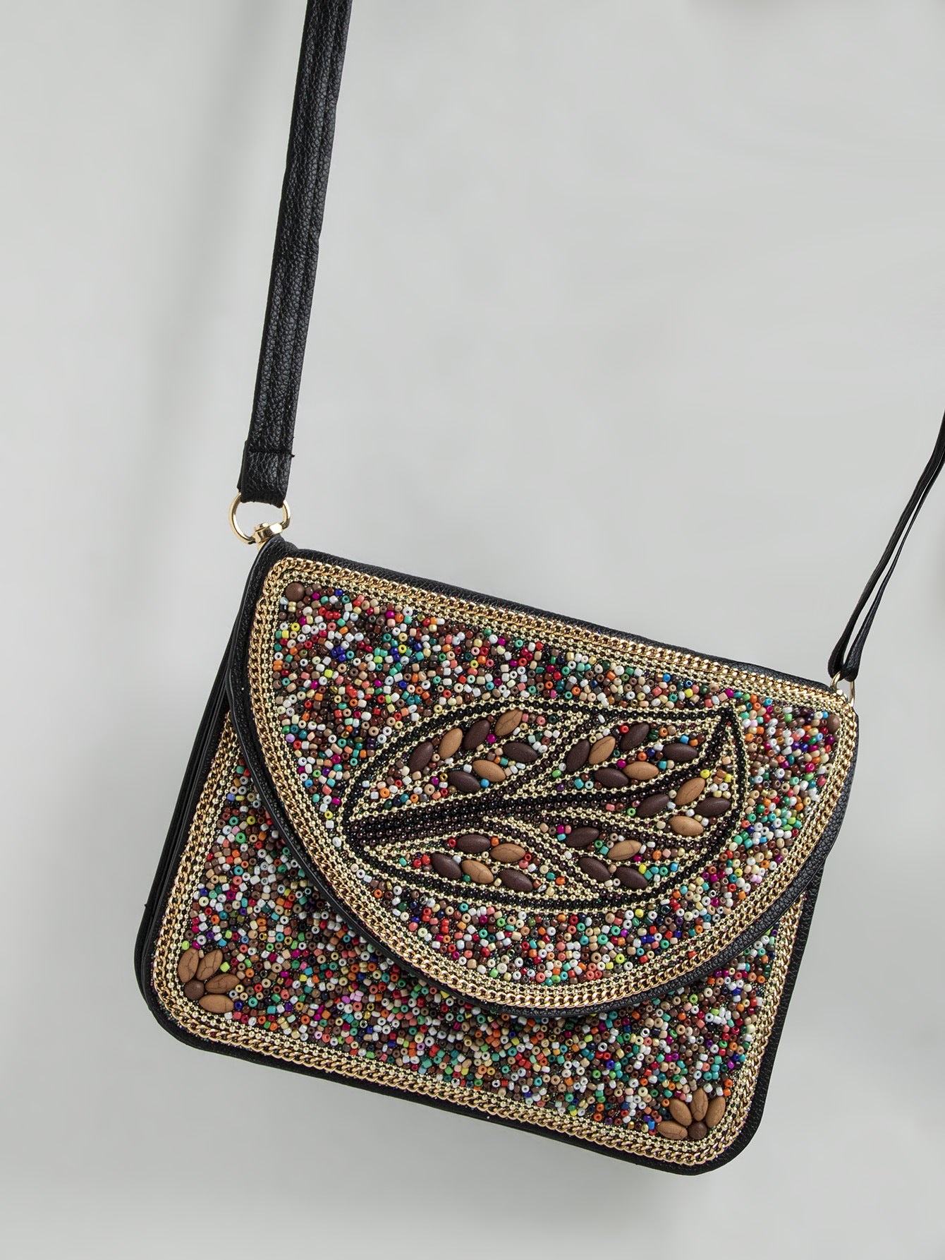 Women's Bohemian Style Bead Ethnic Shell Flower Trip Small Square Bag