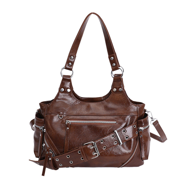 Women's Retro Hot Motorcycle Winter Rivet Fashion Bags