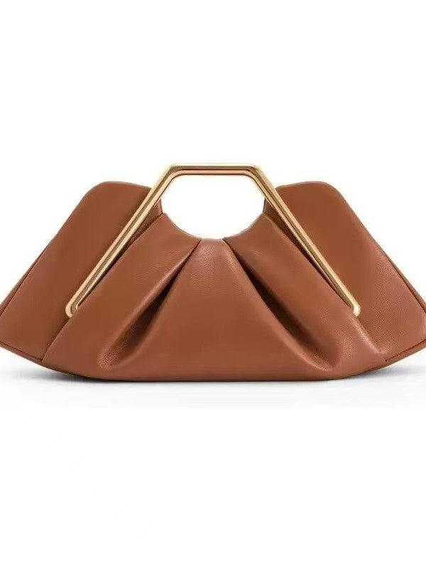 Women's Western Style Pleated Cloud Vintage Frame Clutch Winter Dinner Bag