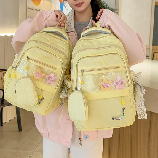 Gentle Candy Color Texture Junior Lightweight Commuter Leisure Backpack