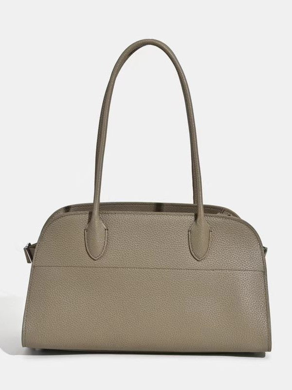 Large Capacity Boston Female Commuter First Layer Cowhide High Sense Tote Bag