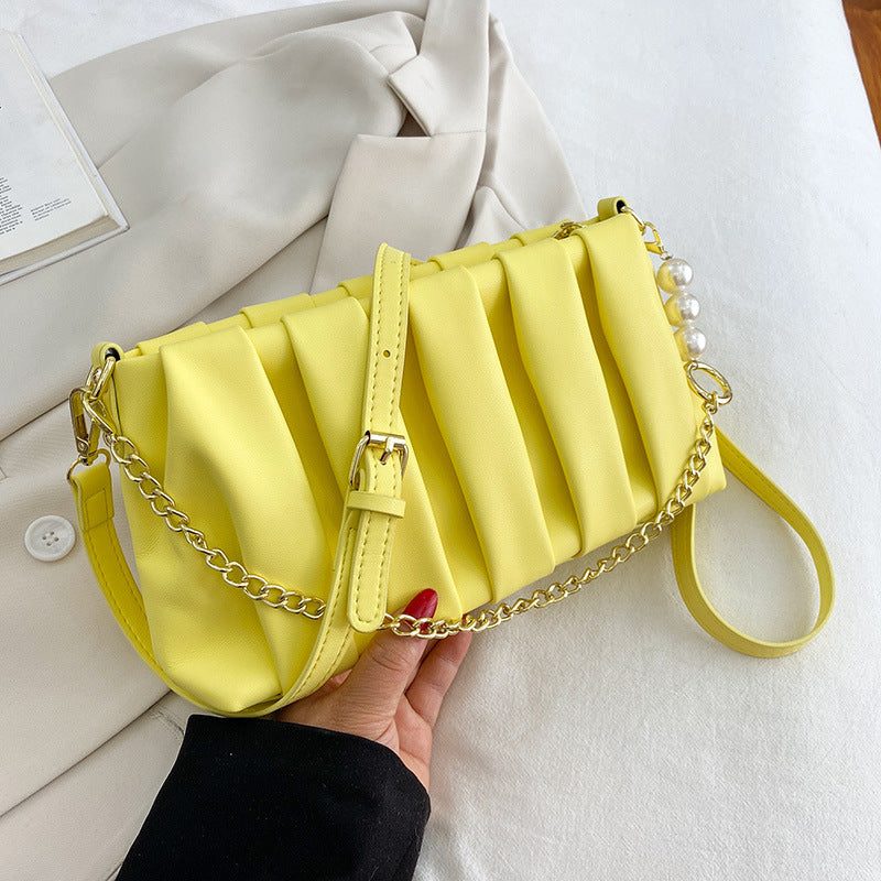 Women's Pleated Soft Leather Versatile Chain Cloud Women's Messenger Bag