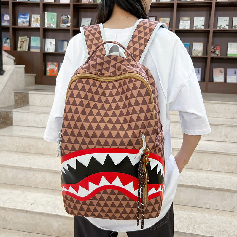 Shark Mouth Printing Personalized Good-looking Outing College Student Schoolbag