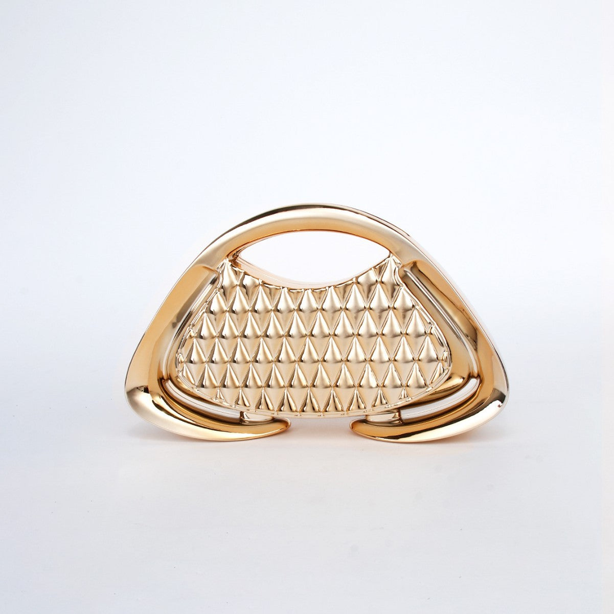 Women's Hard Shell Metal Sense Grid Trapezoid Party Gathering Bags