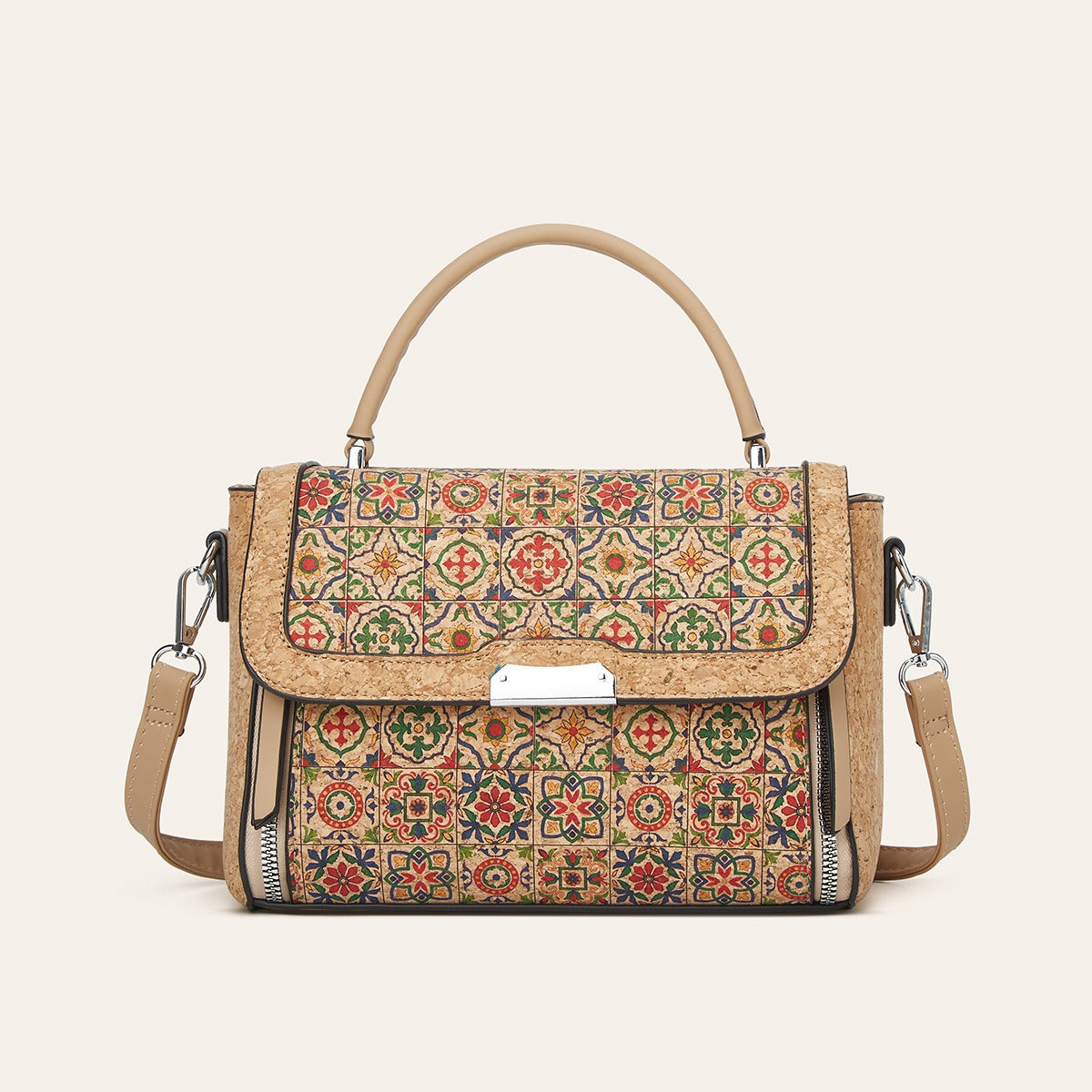 Women's Cork Bark Portable Ethnic Style Printing Women's Handbag