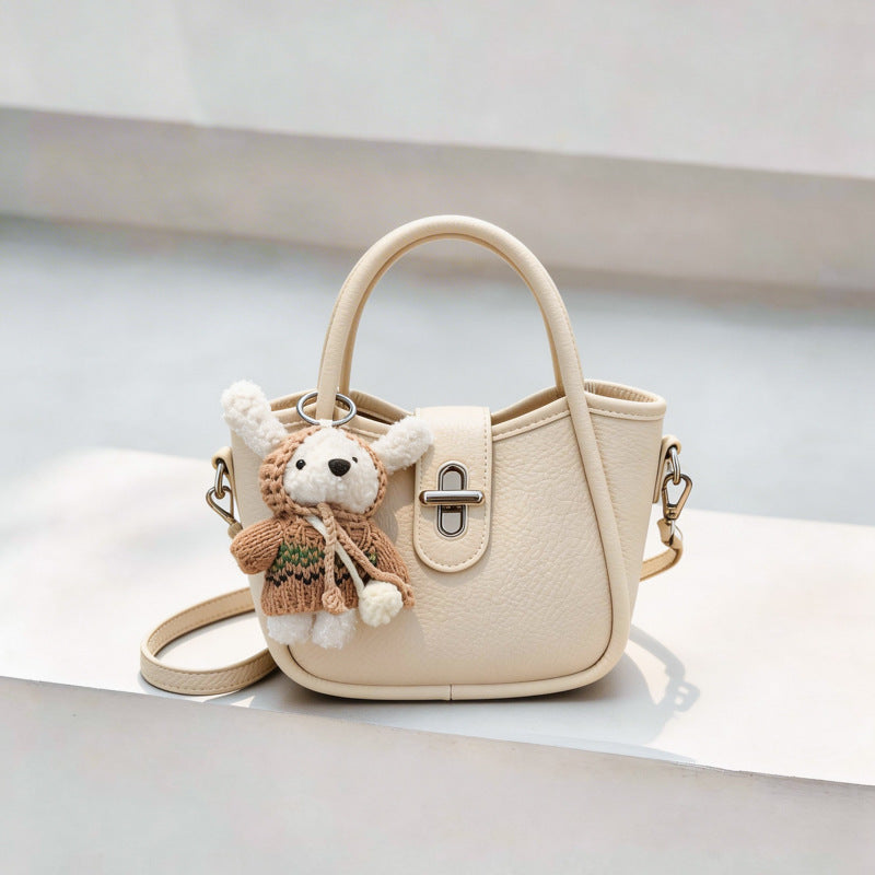 Women's Solid Color Niche Lychee Pattern Fresh Women's Messenger Bag