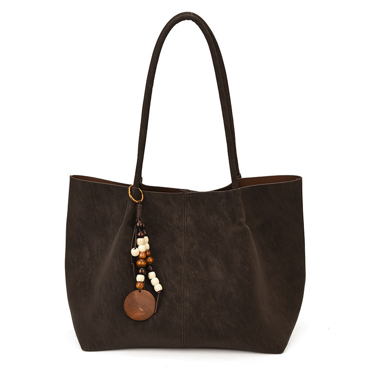Women's Fashionable High-grade Solid Color Large Capacity Lazy Tote Bag