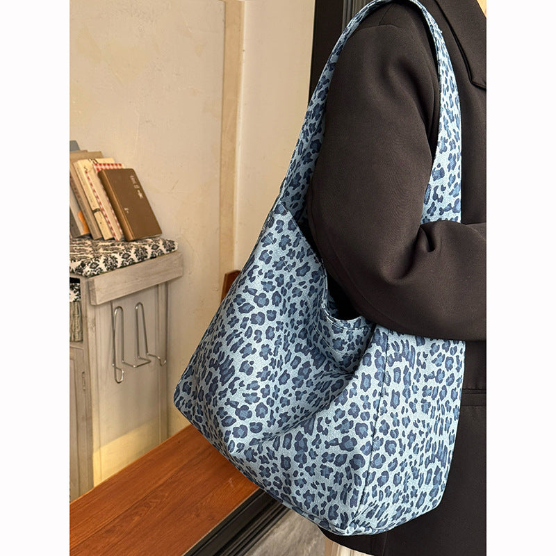 College Class Mummy Summer Idle Style Large Capacity Leopard Women's Shoulder Bag