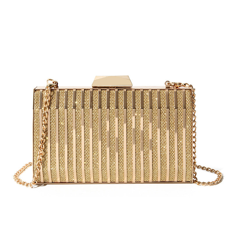 Stylish Elegant Metallic Dress Clutch Chain Small Square Bags