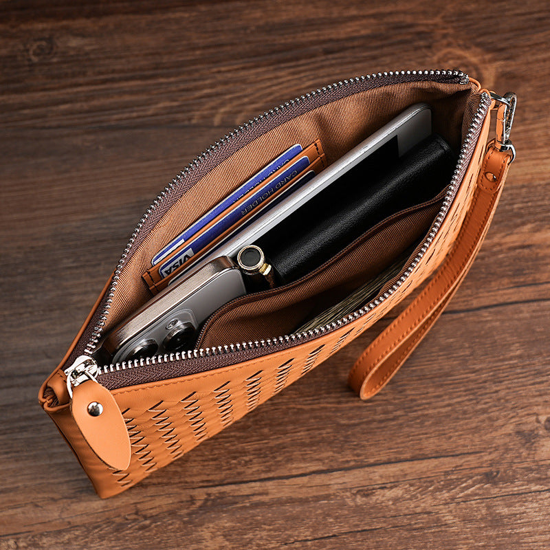 Genuine Leather Hand-woven First Layer Cowhide Wrist Large Capacity Men's Clutch