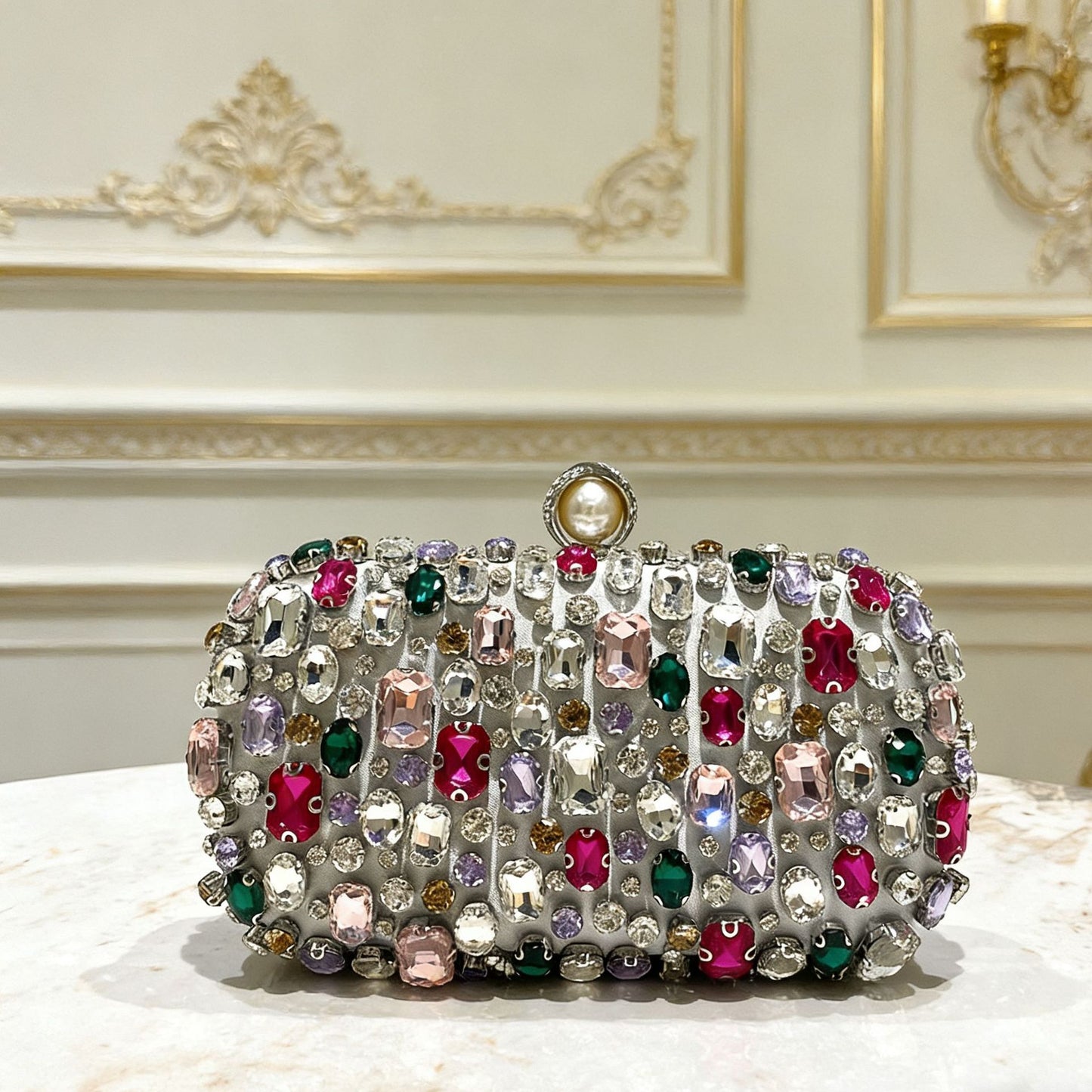 Women's European Textured Colored Gemstone Fashion Shoulder Bags