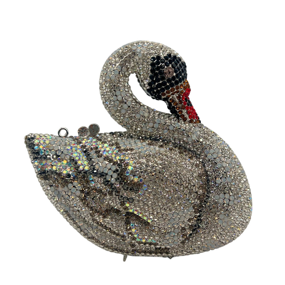Women's Diamond Animal Swan Full Hand Holding Dinner Bag