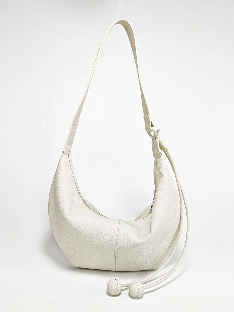 Women's Cowhide Niche Large Capacity Crescent Dumpling Bags
