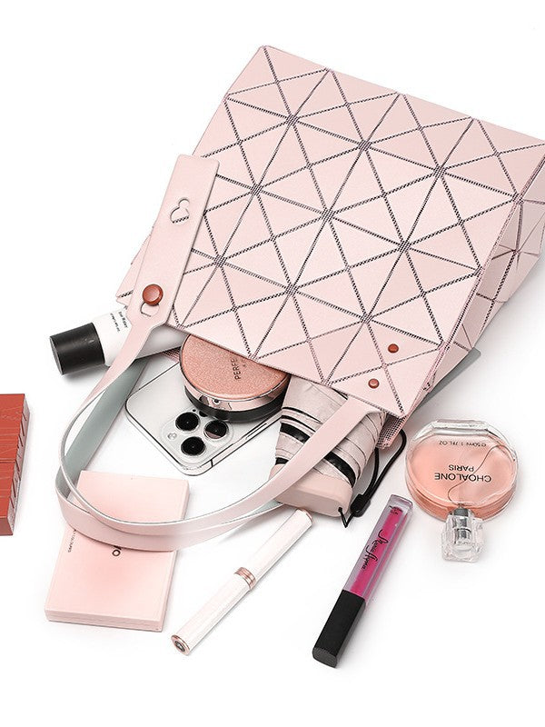 Women's Diamond Geometric Splicing Female Color Nail Folding Portable Women's Shoulder Bag
