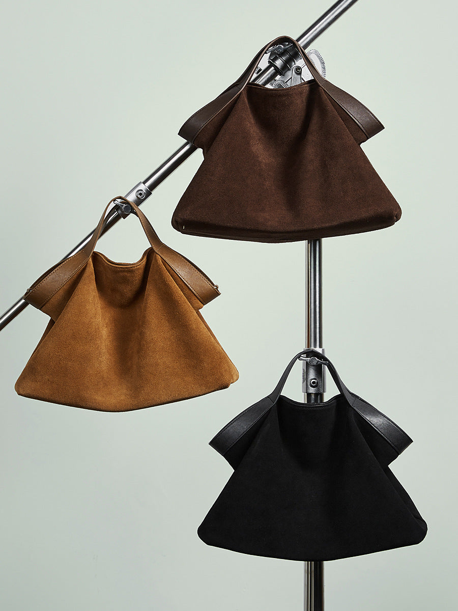 Contrast Color Retro Fashion Cowhide Matte High Texture Commuter Bags