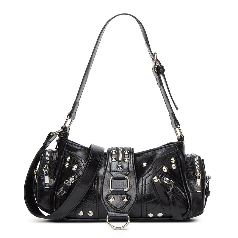 Motorcycle Vintage Rivet Niche Hot Versatile Women's Shoulder Bag