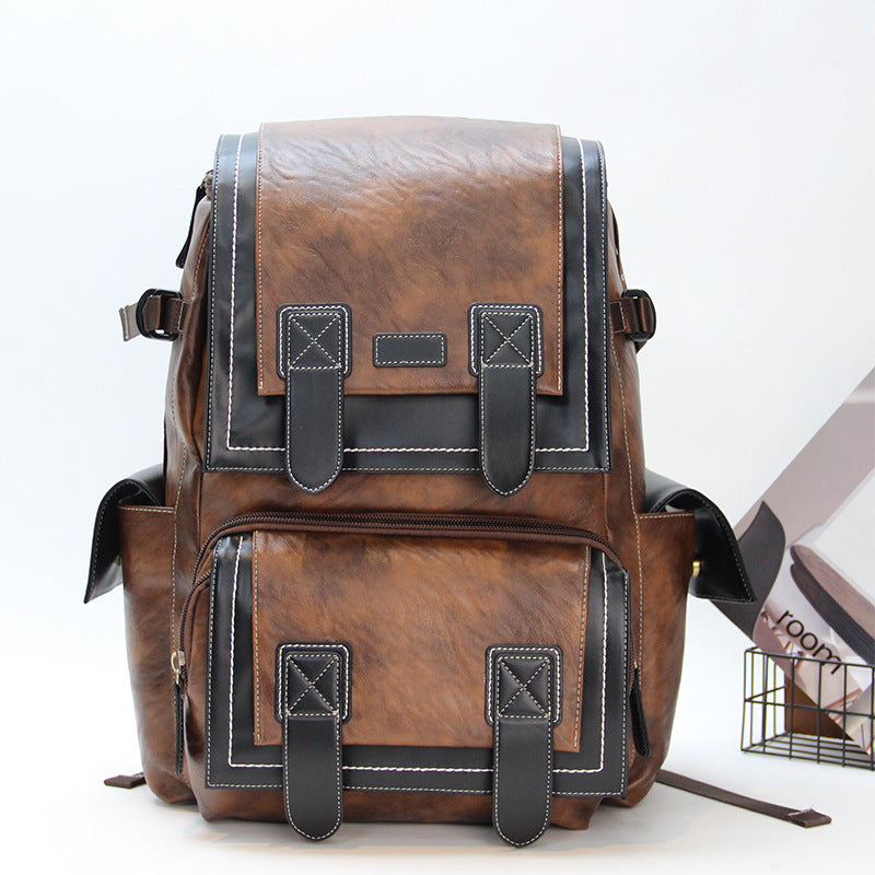 Men's Capacity Retro Waterproof Trendy Computer Korean Leisure Backpack