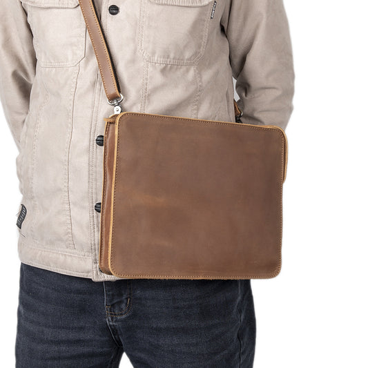 Men's Business Envelope Wrist First Layer Cowhide Shoulder Bags