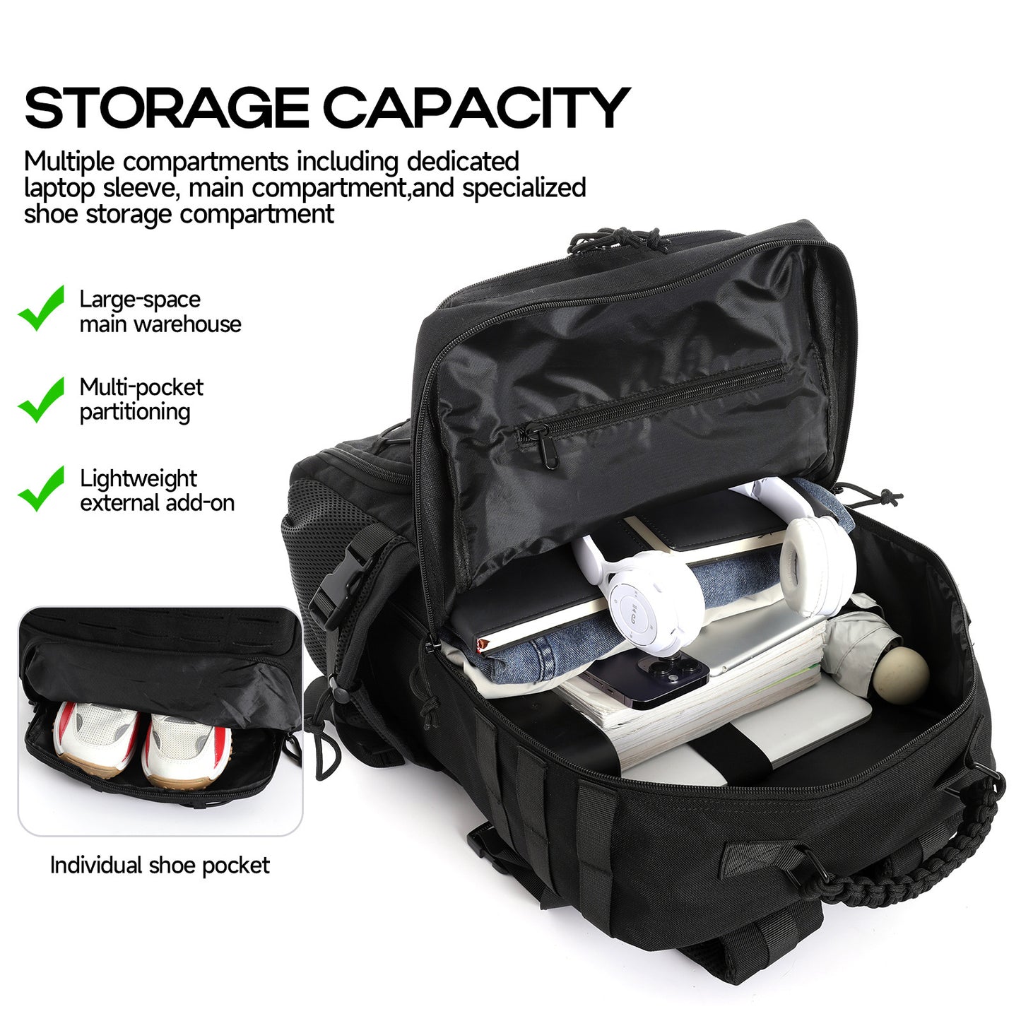 Men's Large Capacity Waterproof Hard-wearing Multifunctional Storage Tactical Backpack