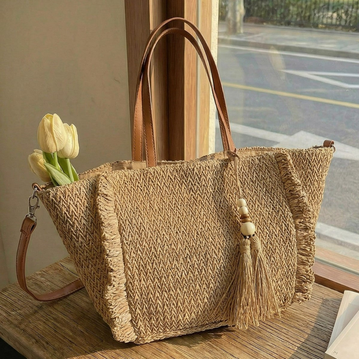 Woven Seaside Vacation Large Capacity Commuter Beach Summer Women's Shoulder Bag