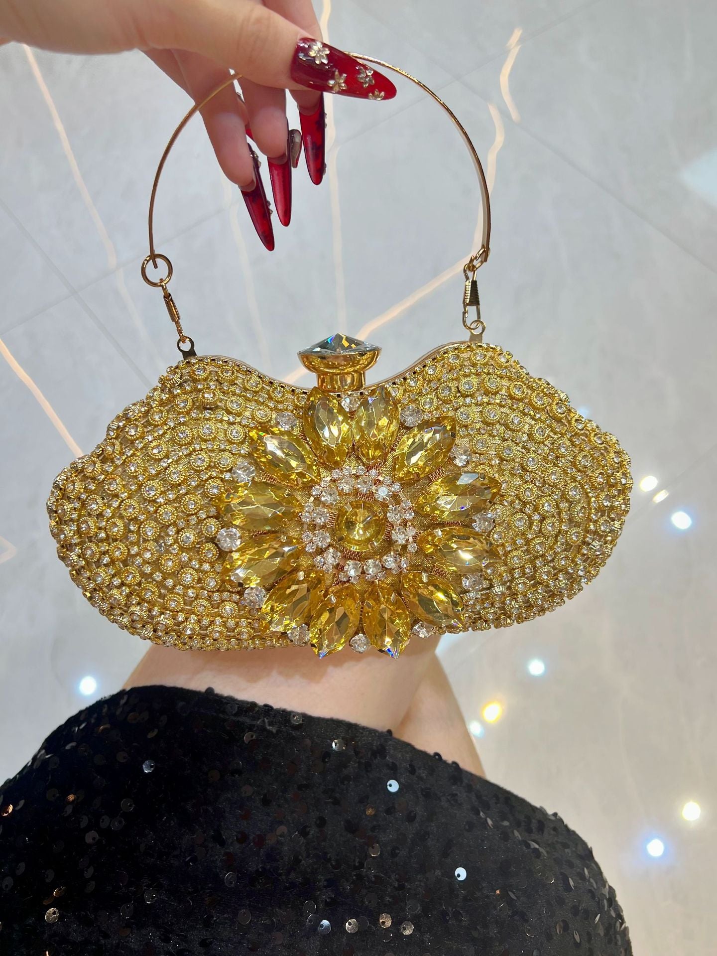 Women's Fashion Diamond Rhinestone Clutch Wedding Party Will Dinner Bag