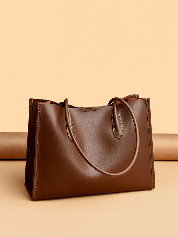 Women's Good-looking Simple Large Capacity Versatile Light Luxury Cowhide Women's Leather Bag