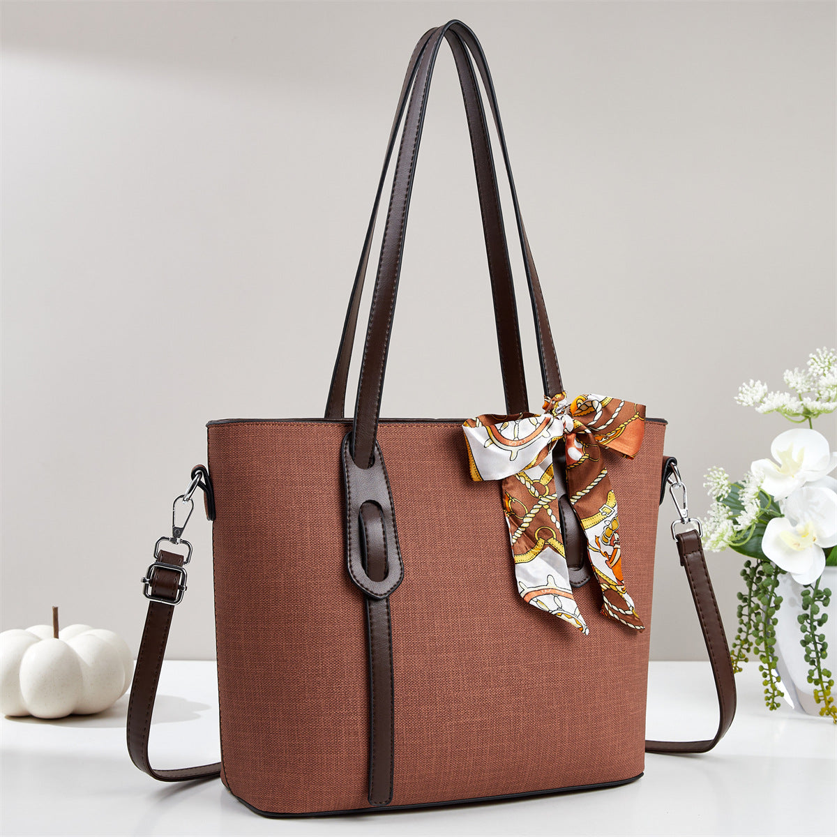 Silk Scarf Decoration Large Capacity Versatile Shoulder Bags